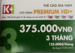 Thẻ cào gia hạn K+ gói kênh Premium HD +