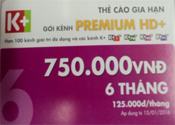 Thẻ cào gia hạn K+ gói kênh Premium HD +